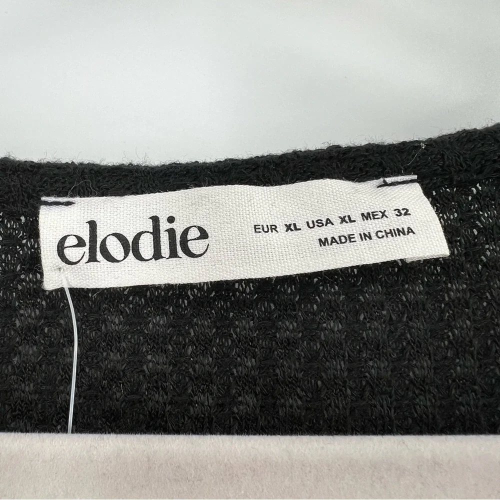 Elodie NWT Long Sleeve Tie Front Waffle Knit Crop Top size XL